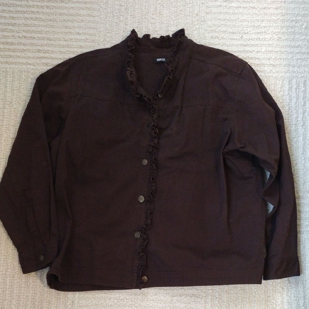 Krazy Kat Chocolate Ruffled Blouse